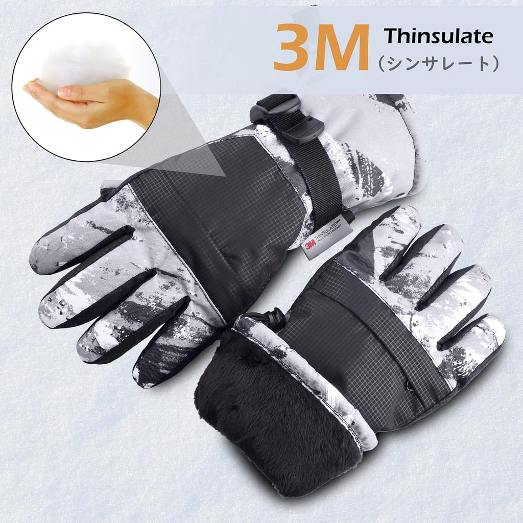Kids Ski Gloves, Insulated Winter Snow Gloves for Boys Girls