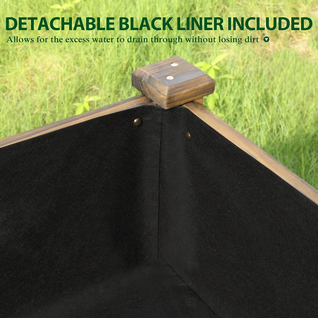 48x24x33in Cedar Raised Garden Bed, Planter Raised Beds with Lockable Wheels, Storage Shelf, Raised Garden Beds
