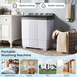 Portable Washing Machine, 20 LBS Washer & Spinner Combo with Built-in Drain Pump & Time Control, Compact Twin Tub 12