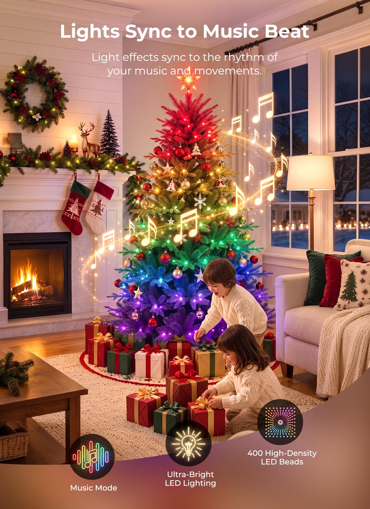 7.5-ft Smart Prelit Christmas Trees with 400 LED Lights, App Control