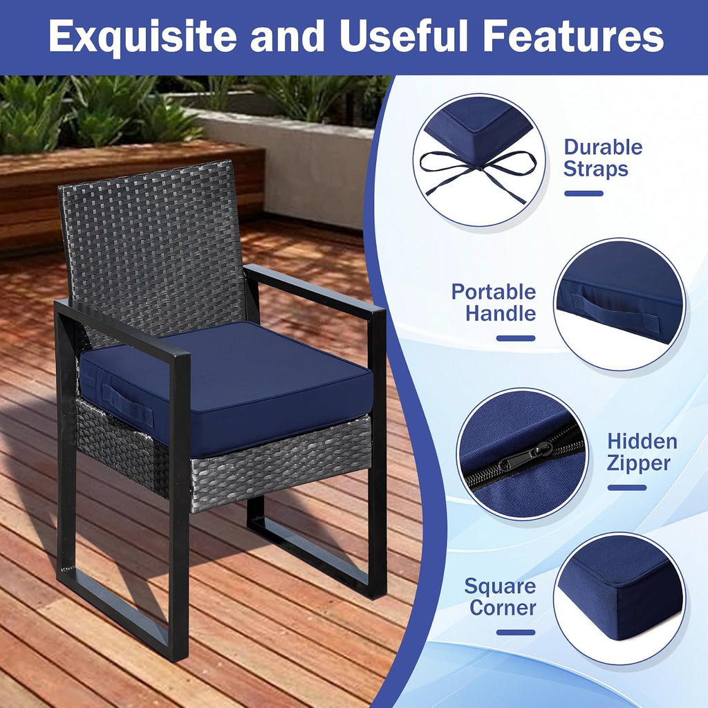 Patio Chair Cushions, 19" x 19" x 3" Outdoor Chair Cushions Set of 4, Waterproof Outdoor Cushions Furniture, Outdoors