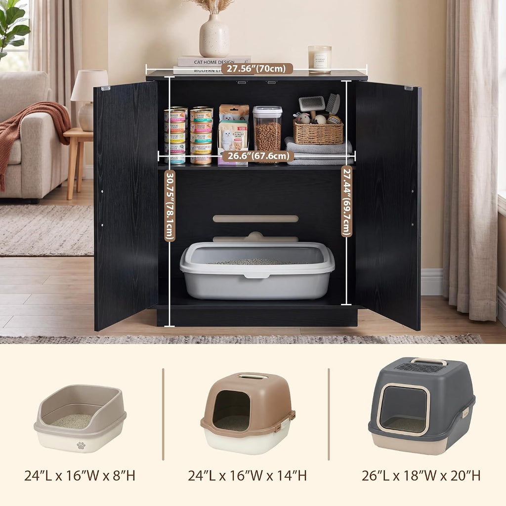 30.9'' Litter Box Enclosure Furniture- Hidden Storage