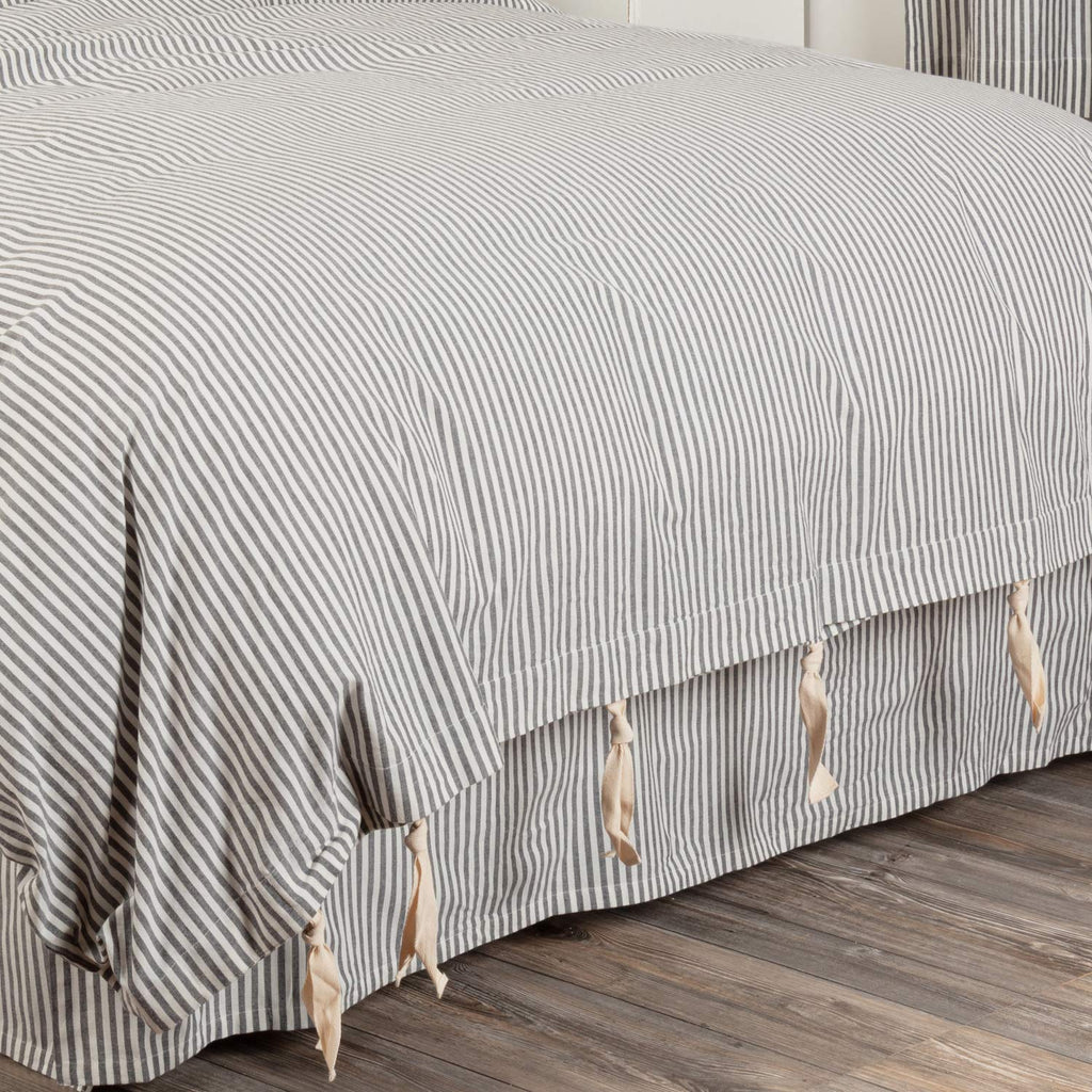 Farmhouse Ticking Gray Stripe Duvet Cover, 92" L x 108" W, Gray & Off White Comforter Cover, Soft, Comfortable