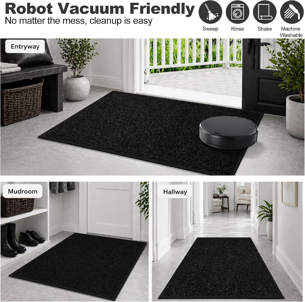 Super Absorbent Front Door Mat, 36" x 24", Non-Slip Washable Indoor Doormats, Low Profile Entryway Rug Outdoor, Dirt