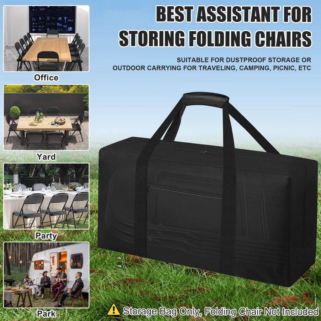 Heavy Duty Folding Chair Storage Bag, Large Waterproof Carry Bag With Pocket