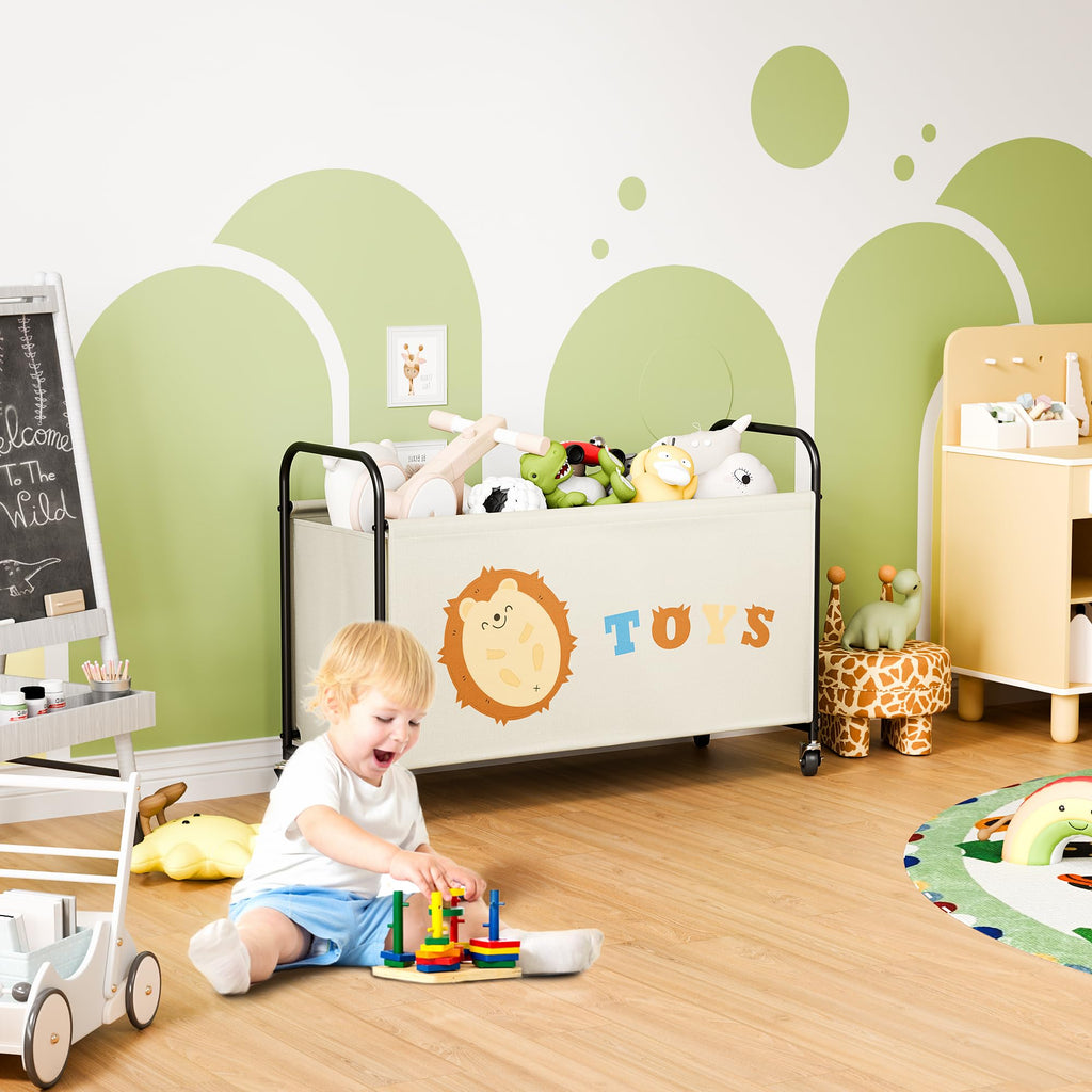 Large Toy Box for Girls, Toy Chest Storage with Wheels