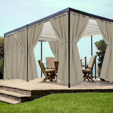 Grommet Outdoor Curtains for Patio Waterproof 8 Pcs All Weather Balcony Outside Curtains for Apartments, Gazebo, Pergolas, Porch, 54x84 Inch, Taupe