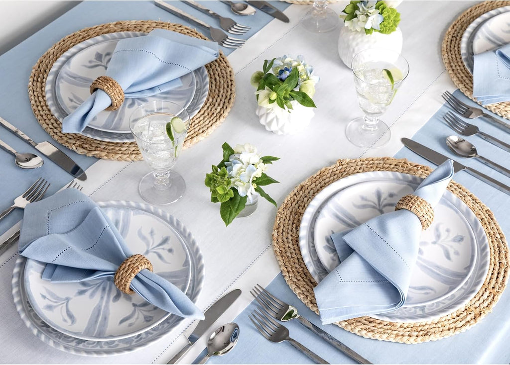100% Linen Table Runner White, Classic Hemstitch 14 x 108 in