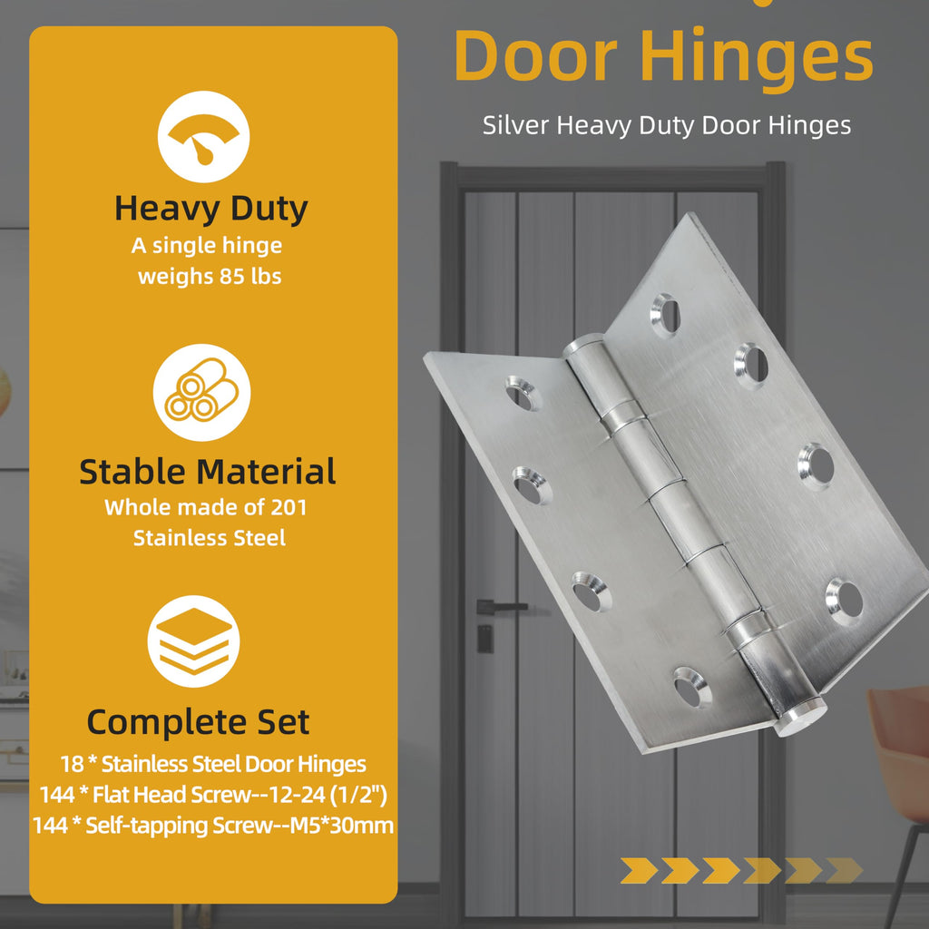 4.5 inch X 4.5 inch Silvery Heavy Duty Commercial Door Hinge