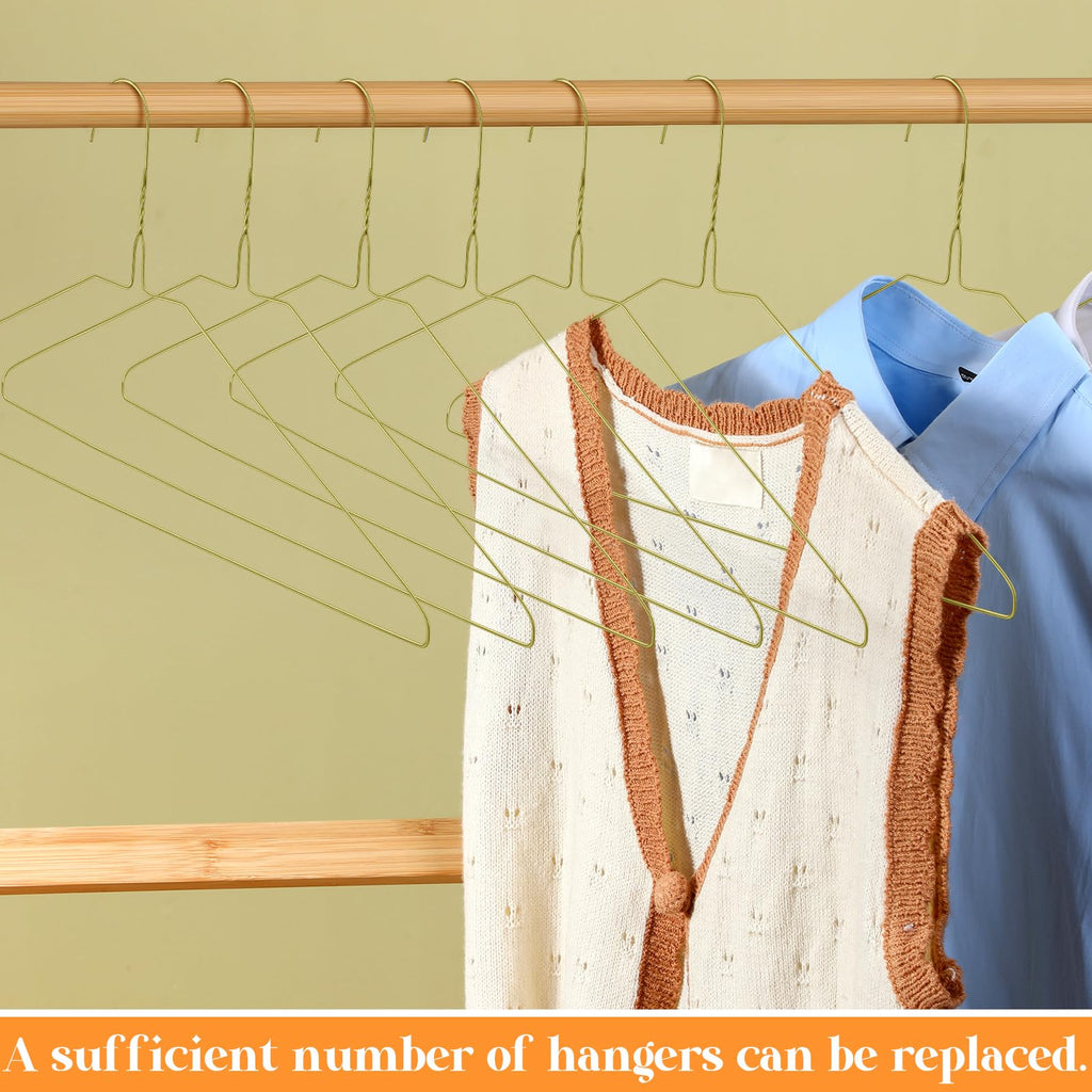 120 Pcs Wire Hangers Bulk Dry Cleaner Hangers, Gold