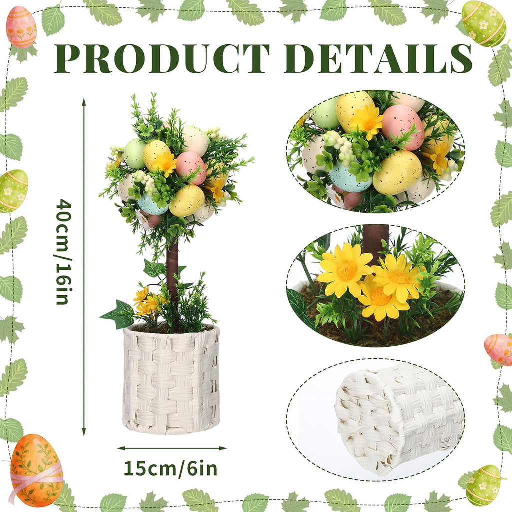 Easter Egg Tree Tabletop Decor 16 Inch Topiary Easter Decorations Party Wedding Holiday Spring Summer Party - Set of 2