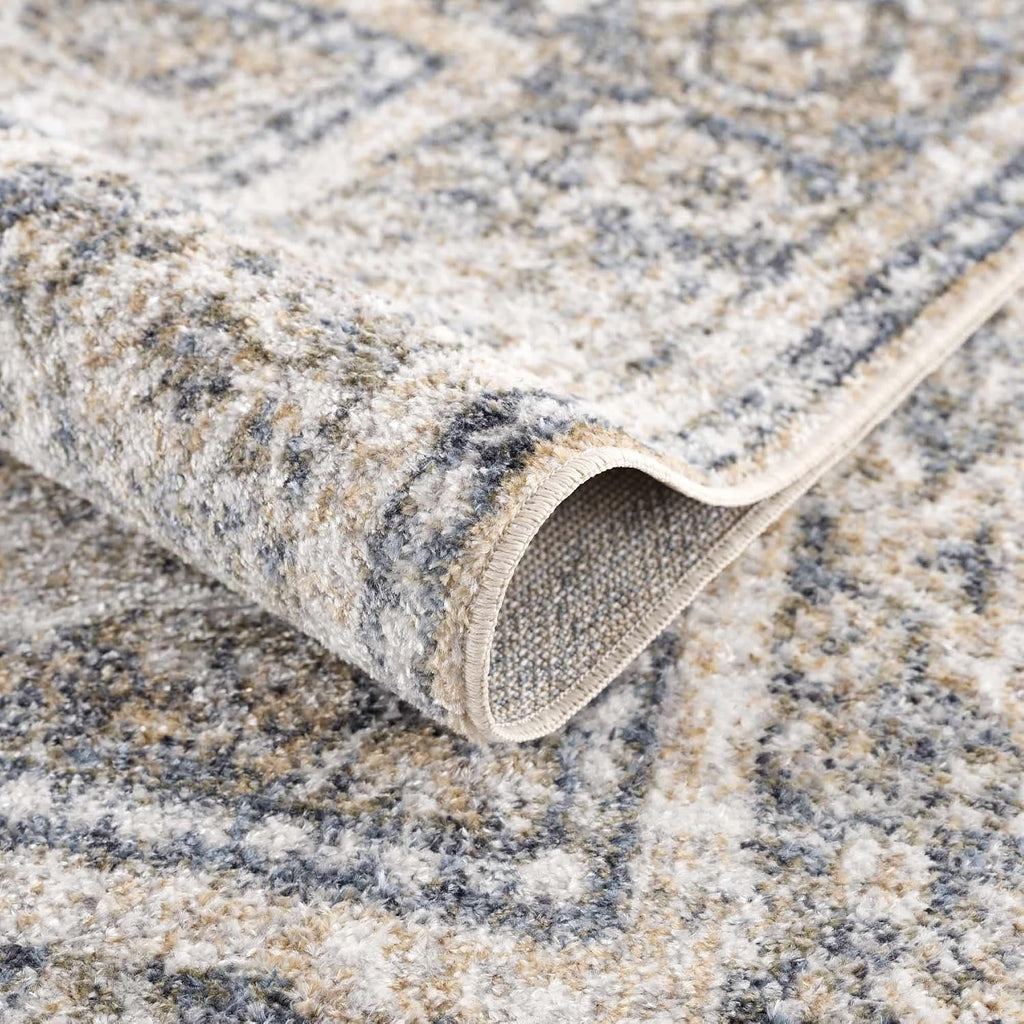 Arias Machine Washable Farmhouse Traditional Medallion Area Rug - Bohemain Vintage Distressed Bordered Carpet