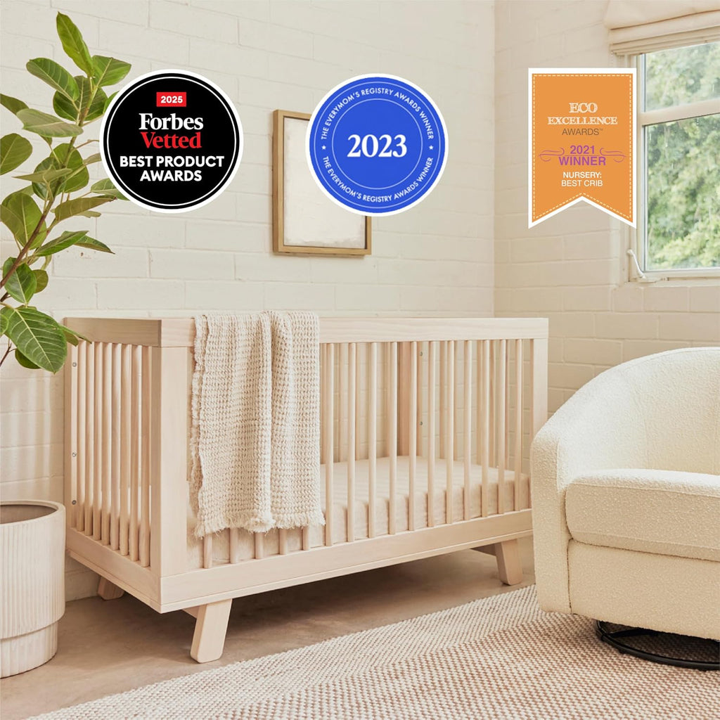 Hudson 3-in-1 Convertible Baby Crib ,Washed Natural | GREENGUARD Gold Certified Wooden Crib - Converts to Toddler Bed