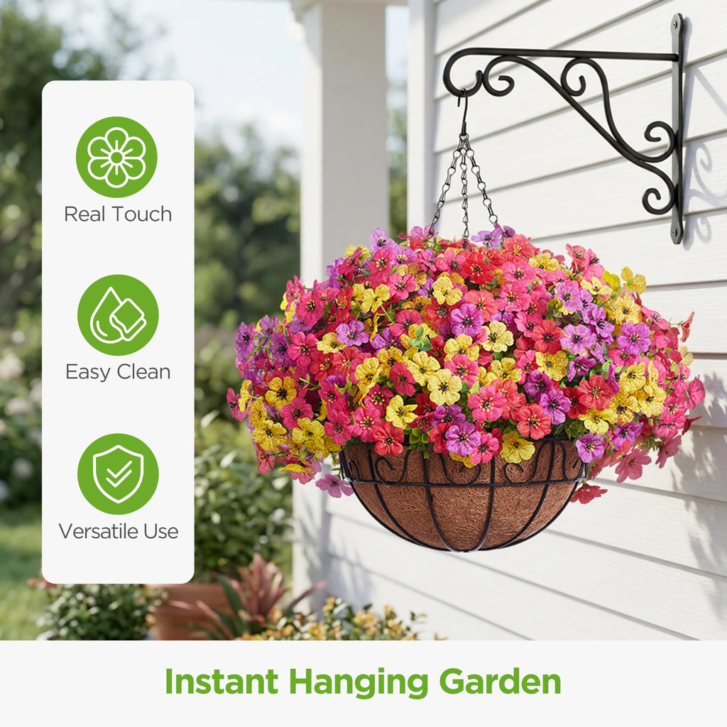 Artificial Hanging Flowers for Outdoors Fake Plants Baskets 4 Hues
