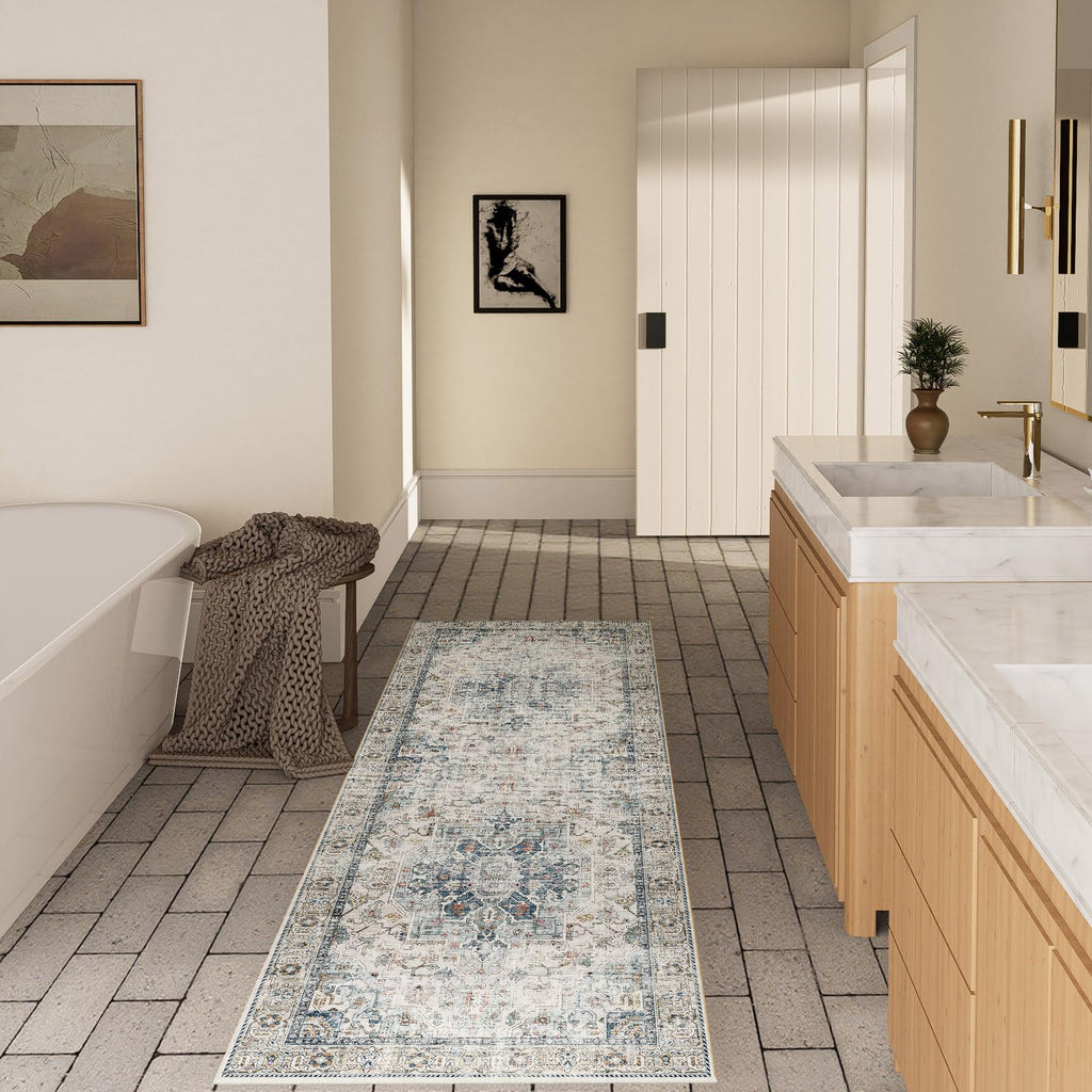 Machine Washable Kitchen Runner Rugs: 2'x10' Hallway Runner Rug Non Slip Low Pile Stain Resistant Soft Carpet Runners
