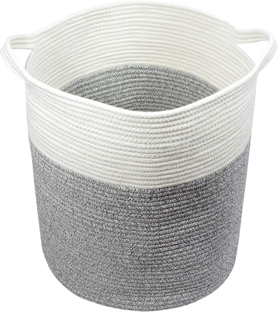 Large Laundry Basket, Cotton Rope Nursery Woven Basket for Storage, Blanket Baskets Living Room Laundry Hamper, Dog
