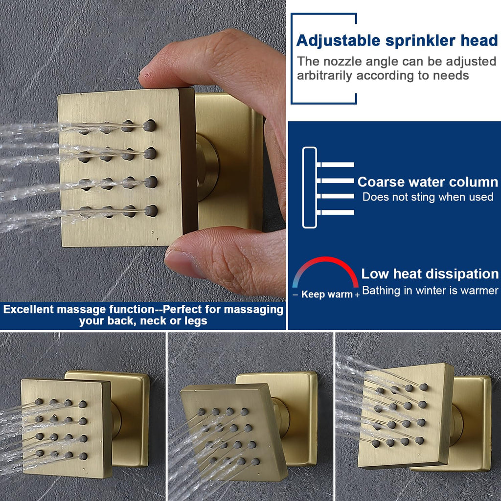 Thermostatic Shower System Dual Shower Heads with 16" Ceiling Mounted Rain Shower Head & 6" Wall Mounted Head 4