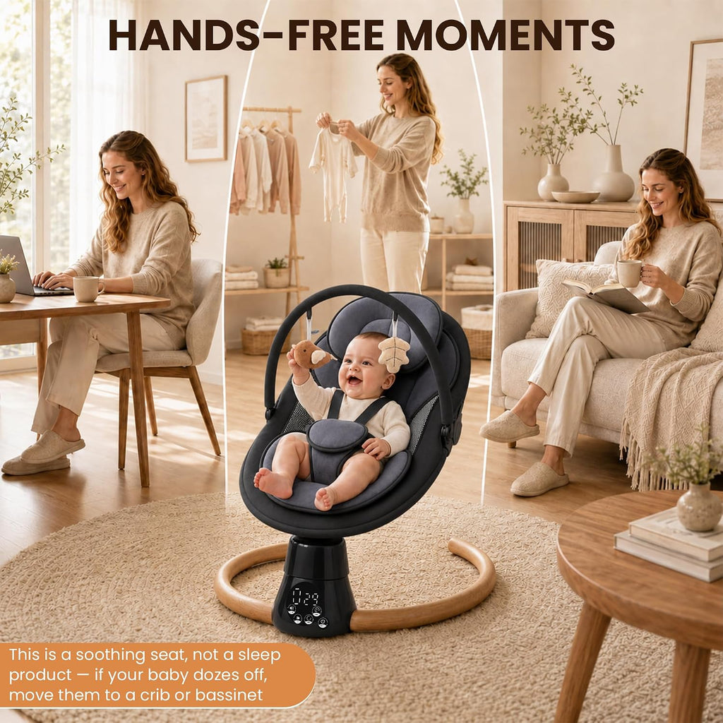 Electric Baby Swing for Infants Newborn with Bluetooth & Remote Control