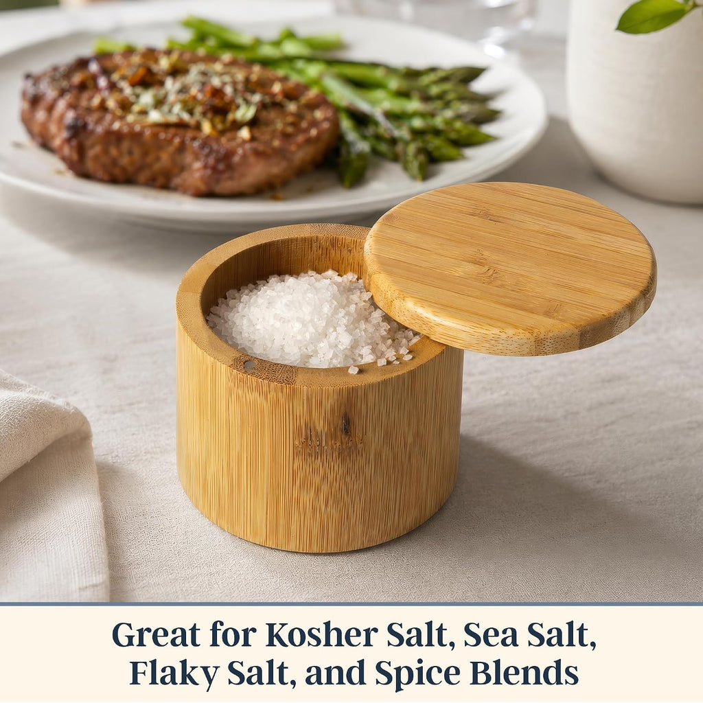 Salt Cellar with Swivel Lid, Salt Container for Countertop