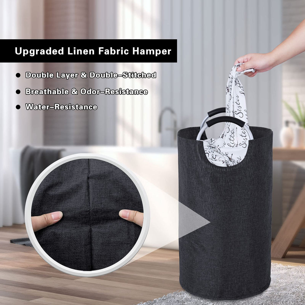 Large Laundry Basket, Laundry Hamper Bag with Handles, 115L Heather Black