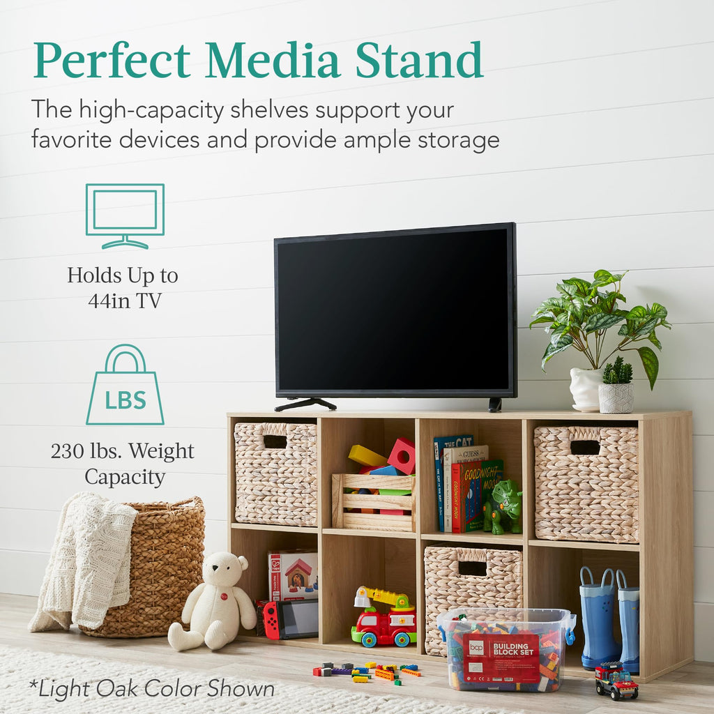 8-Cube Storage Organizer, 11in Shelf Opening, Bookcase, Display Shelf, Customizable w/ 3 Removable Back Panels