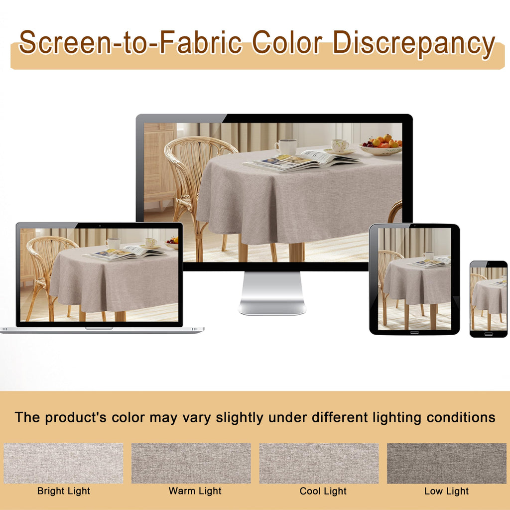 Faux Linen Oval Tablecloths, Decorative Wrinkle Free Texture Rustic Table Cloth Cover Kitchen Dinning Wedding Party