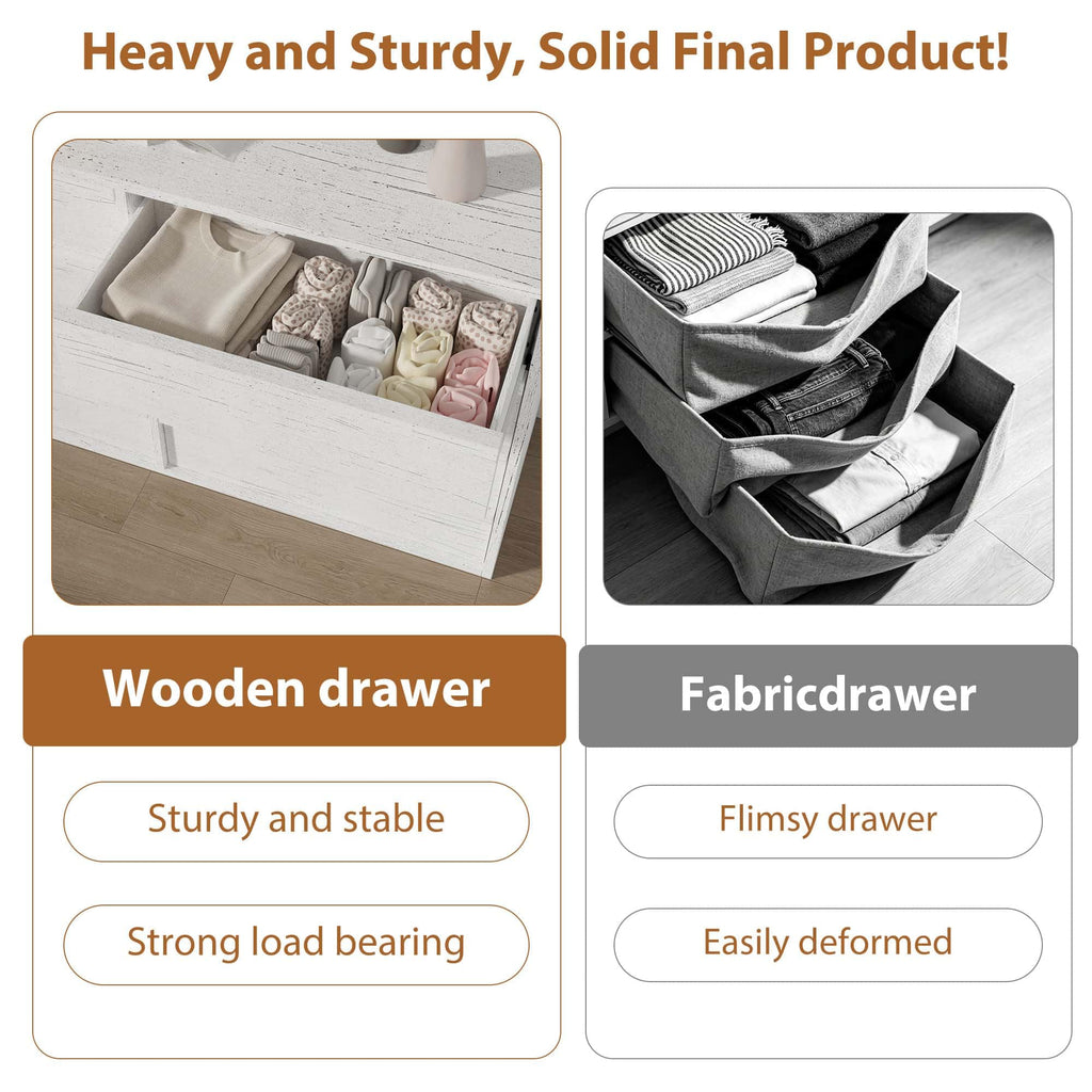 3, 30.5" Tall, Freestanding Vertical Drawer with Storage, Wooden Closet Chest Storage, White