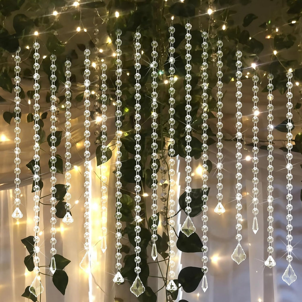 24 Pcs 13 Inch Clear Acrylic Crystal Garland Strands Hanging Crystal Strings Decoration Chandelier Beaded Chain