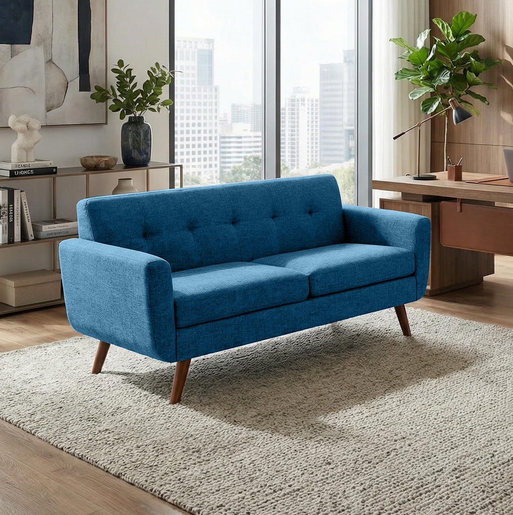 65" W Loveseat Sofa, Mid Century Modern Decor Love Seat Sofas and Couches, Button Tufted Upholstered Small Couch
