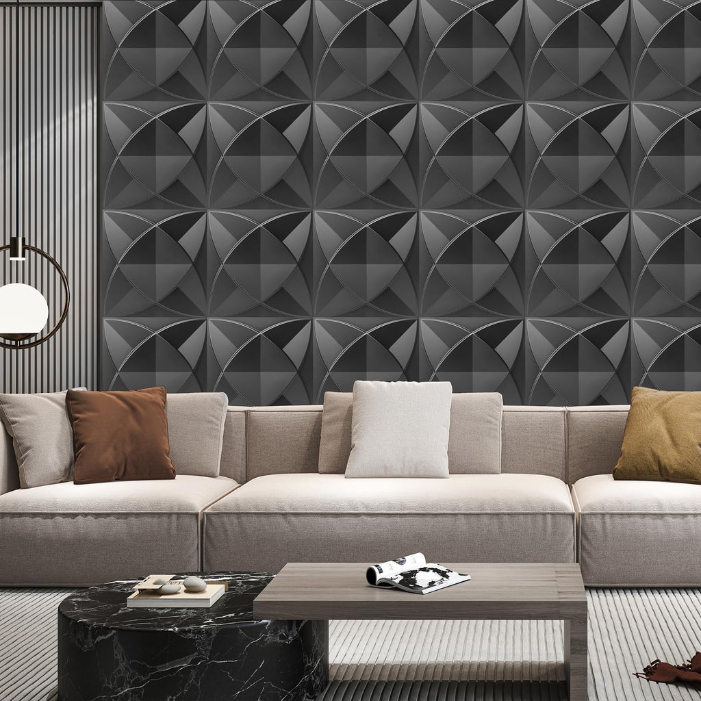Waterproof 3D Textured PVC Decorative Wall Panels, 33-Pack, Black
