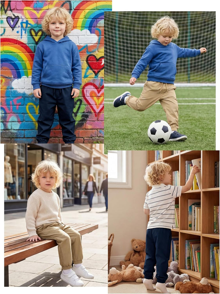 2 Pack Toddler Boys Jogger Pants Uniform Pants for Kids