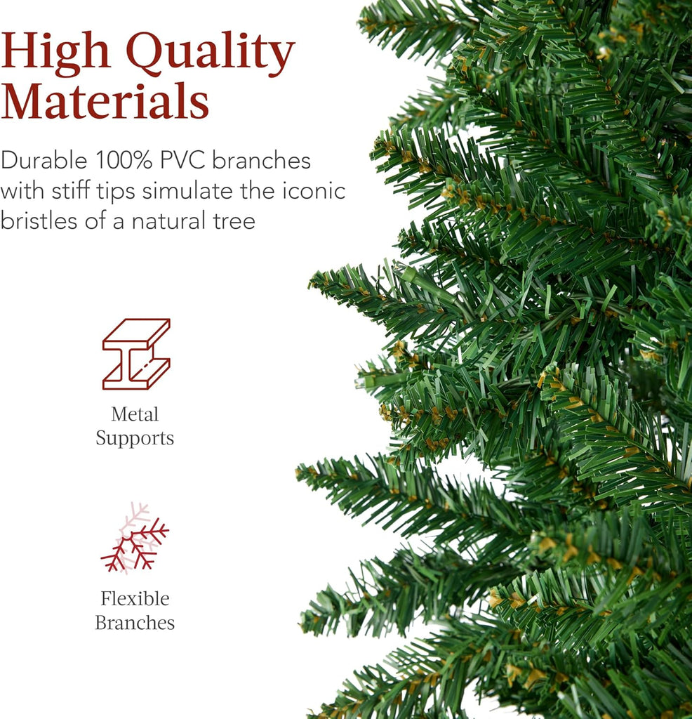 Unlit Pencil Christmas Tree, Premium Artificial Tree, Realistic Spruce Holiday Decor w/ 1,075 Branch Tips