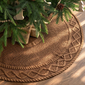 Knit Christmas Tree Skirts, Neutral Tree Skirt, Cozy Christmas Decorations