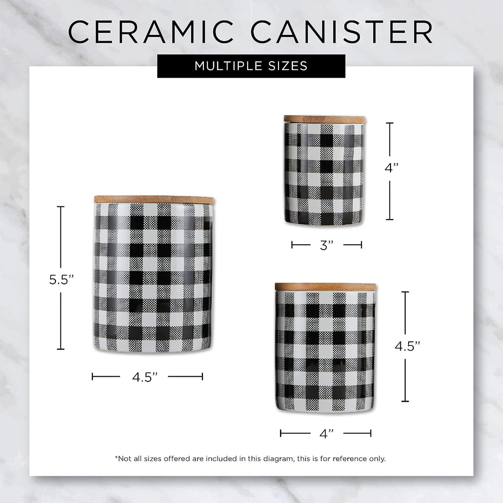Kitchen Ceramics Collection, Canister Set, Mixed Print, White/Black - Set of 3