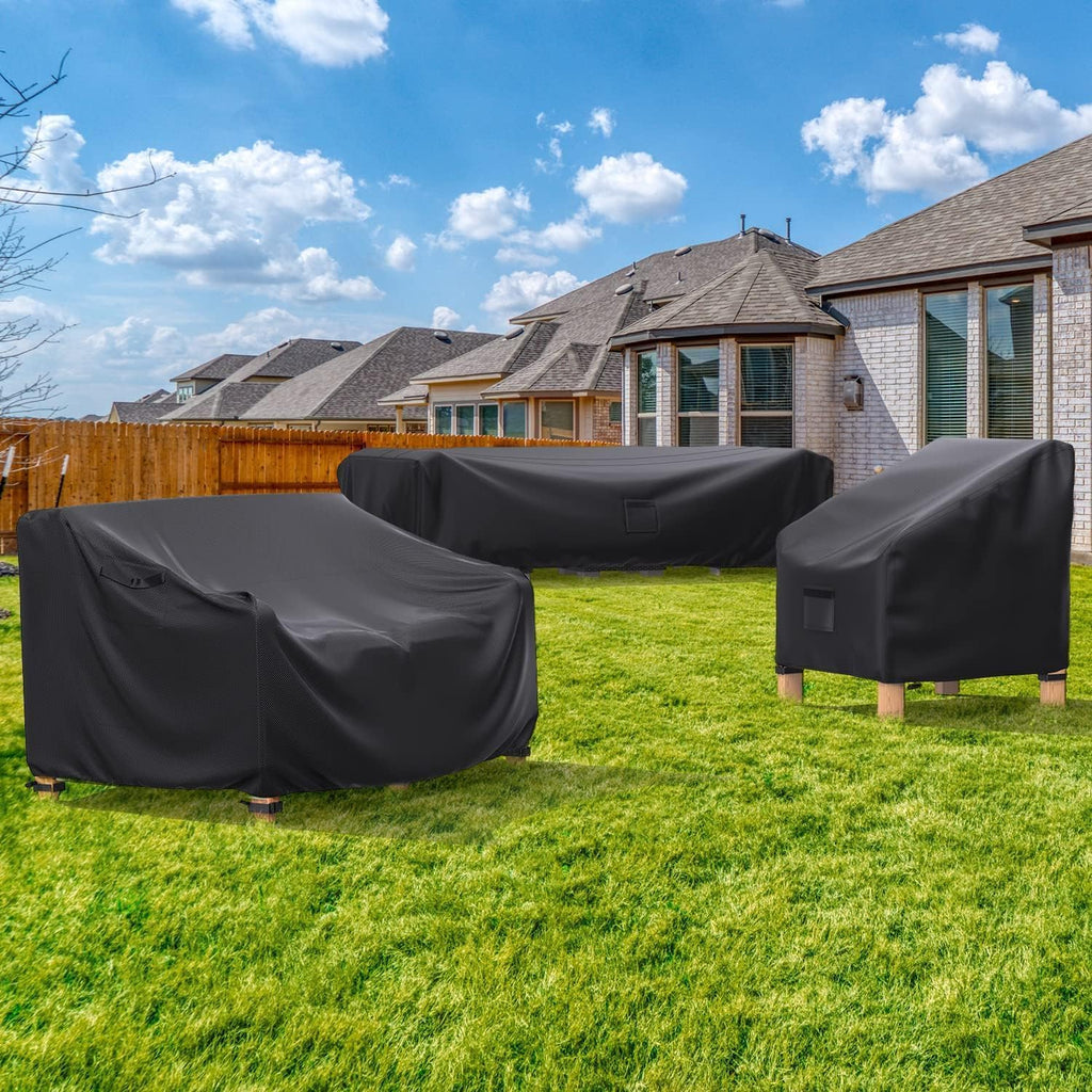 Waterproof Outdoor Patio Furniture Covers 108"L×82"W×28"H Black | Rain, Dust & UV Protection; Heavy-duty Oxford