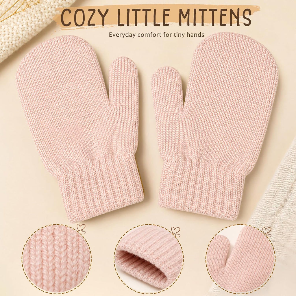 Baby Toddler Winter Beanie Hat Mittens and Neck Warmer with Bear Ear Set