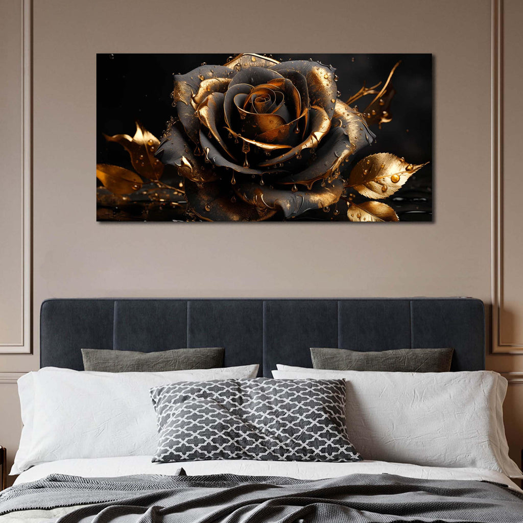Rose Wall Art Gold Art