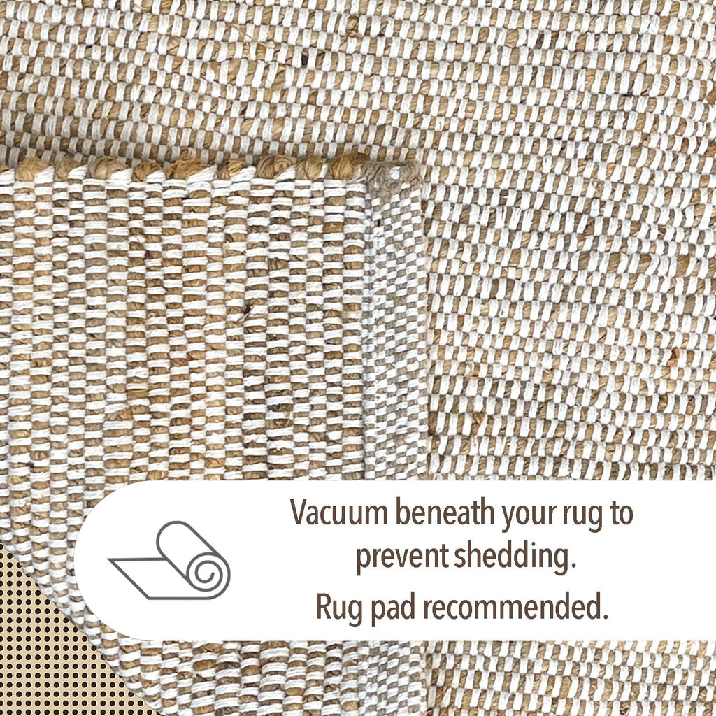 9x12 Jute Cotton Hand Woven Area Rug, Natural Jute/Cream Braided Boho Farmhouse Rug