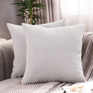 Pack of 2 Corduroy Throw Pillow Covers Soft Soild Striped Cushion Cases, Farmhouse Modern Set Decorative Fall Pillow