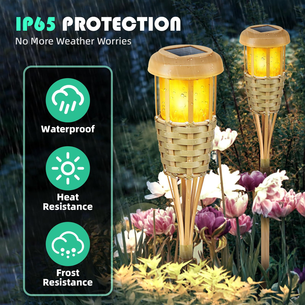 Solar Outdoor Lights, Solar Torch Lights Outdoor Flickering Flame, Outdoor Decorations Path Yard - 8 Pack