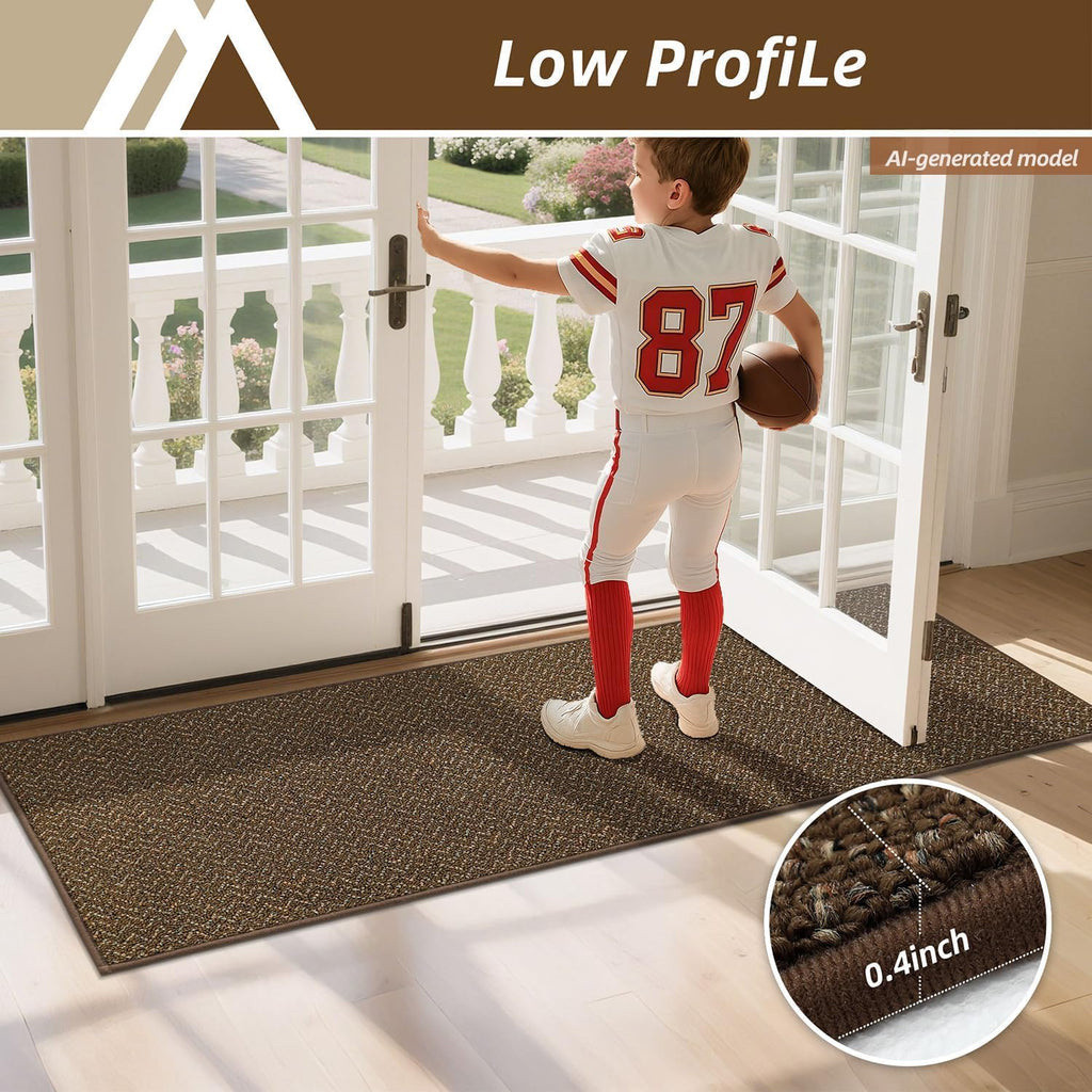 Hallway Runner Rugs Non-Slip Washable Brown