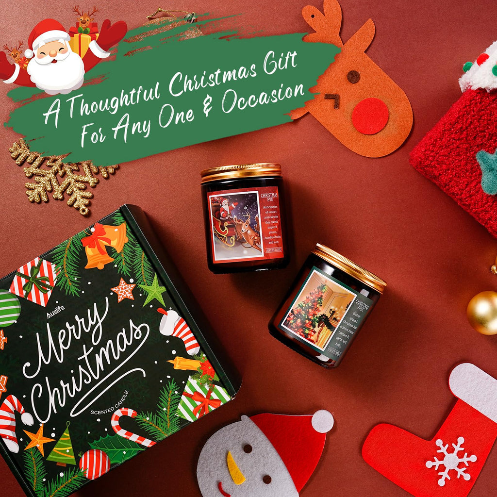 Christmas Set | 4Pack Scented Candles Holiday Gifts - Soy Candles Home Scented, Xmas Gift for Women and Men - Scents