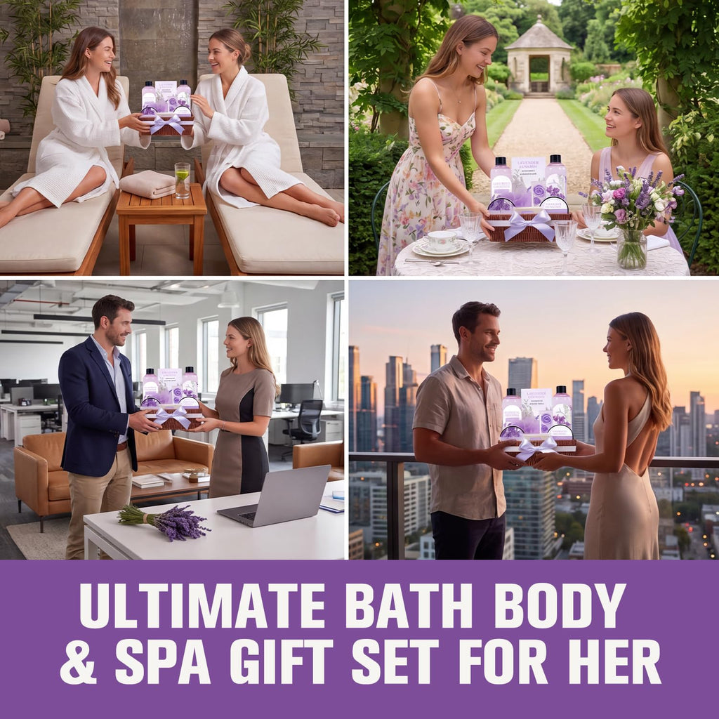 Lavender Spa Gift Baskets for Women 10 Pcs