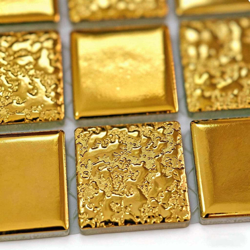Gold Ceramic Mosaic Backsplash Tile, 5 Sq Ft