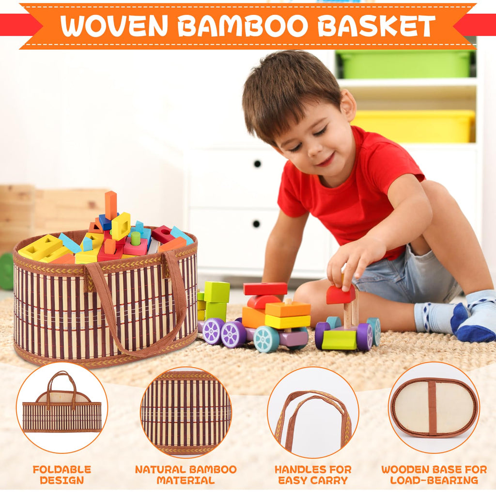 3 Pack Baskets for Gifts Empty, Woven Bamboo G-ift Basket Kit with Wrap Bags, Gift Card, Raffia and Pull Bows, Gifts