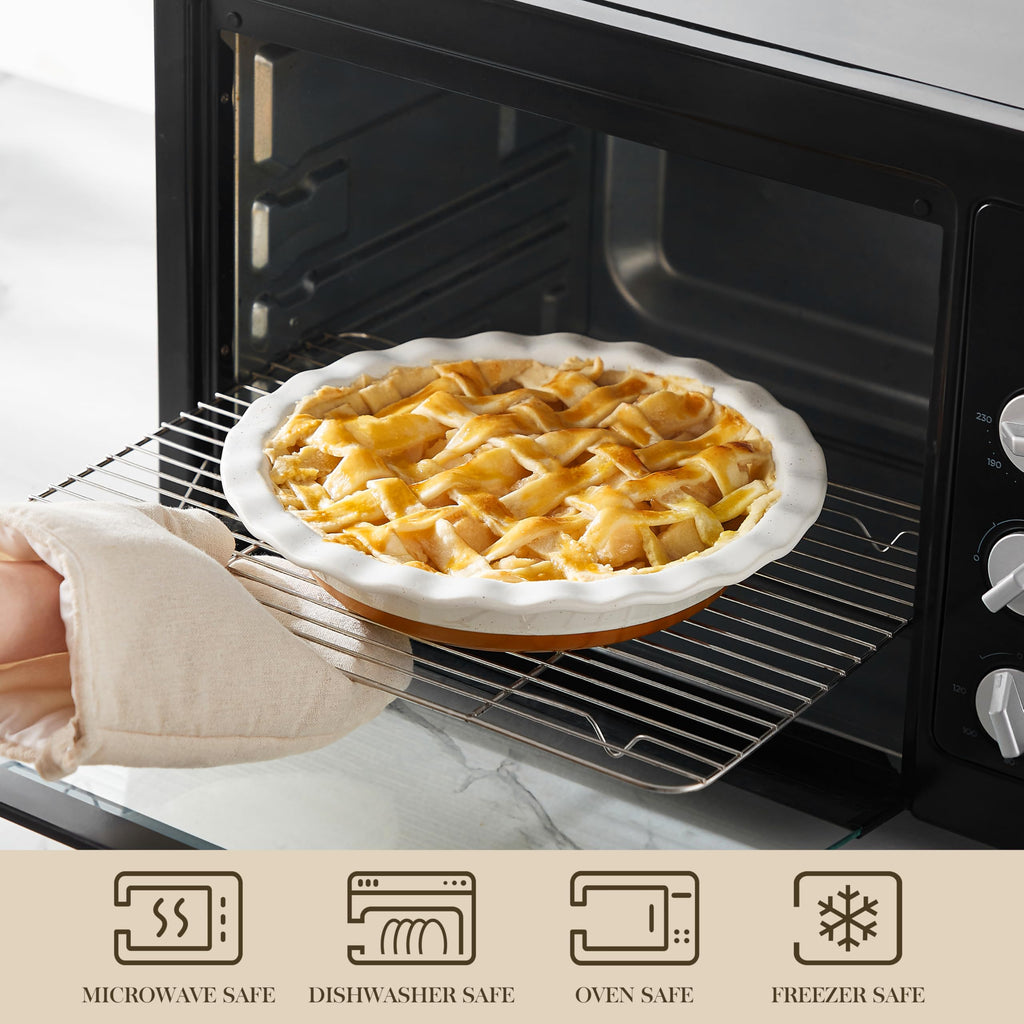 Ceramic Pie Pan Set of 2-9 inch Pie Plate, Quiche Baking Dish