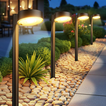 8 Pack Solar Pathway Lights Outdoor, 12 Brighter LEDs Solar Lights Outdoor Waterproof, Up to 12 Hrs Modern Path Light