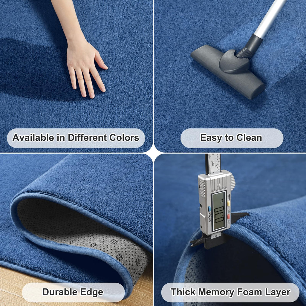 Modern Area Rugs Living Room, 4x6 Blue Memory Foam Rug