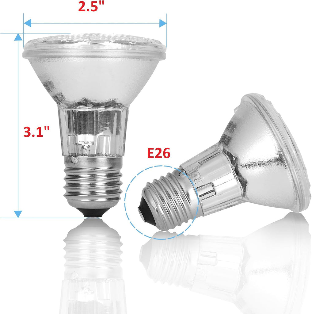 Par 20 3 Pack FL25 35PAR20/FL 35 Watt Halogen Spot Light Bulb Replacement 120V 130V Base Flood Beam Lighting Range