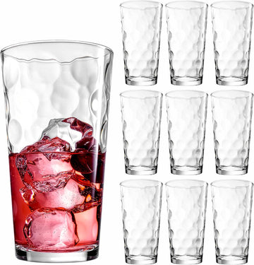 Highball Drinking Glasses Set of 10 Glass Cups by , 17 Oz. Glassware, for Water, Juice, Cocktails, Iced Tea